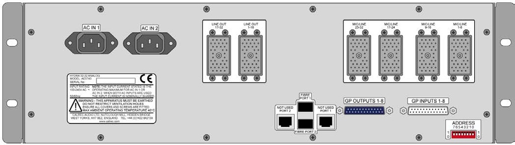 Calrec AE5743, Rear Connectors